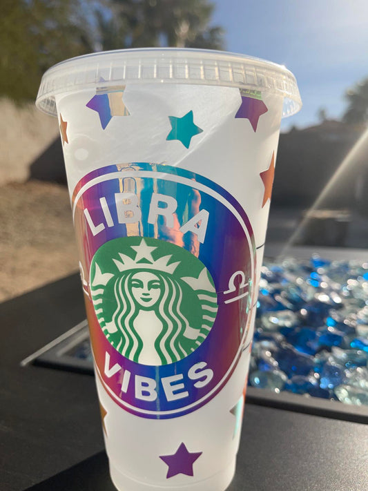 Libra Vibes Starbucks reusable cup, Starbucks, personalized cups, zodiac, birthday cup, zodiac sign, libra