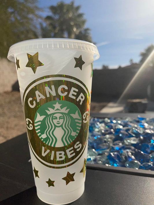 Cancer Vibes Starbucks reusable cup, Starbucks, personalized cups, zodiac, birthday cup, zodiac sign, cancer
