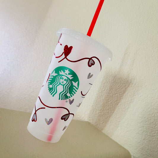 Valentines heart Starbucks cup, valentines gift for her, Valentine’s Day, Valentine’s Day gift, Starbucks cold cup, love Starbucks cup,