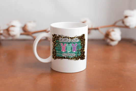 Chillin with my peeps coffee mug, peeps coffee mug, Easter coffee cup, happy Easter mug,