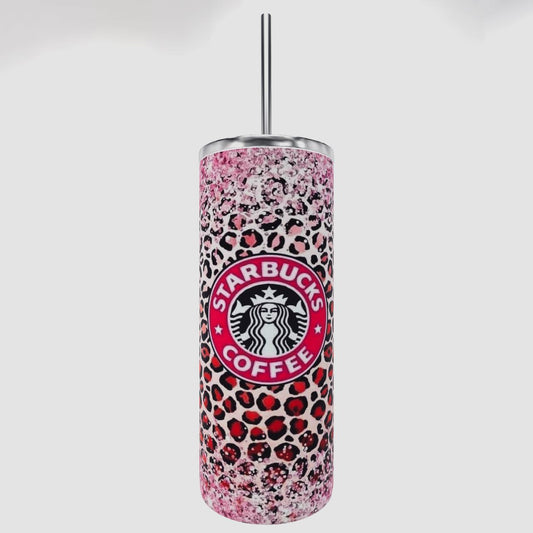 Starbucks leopard tumbler, starbucks valentines tumbler, Starbucks 20 oz tumbler, 20oz skinny tumbler, valentines day gift for her