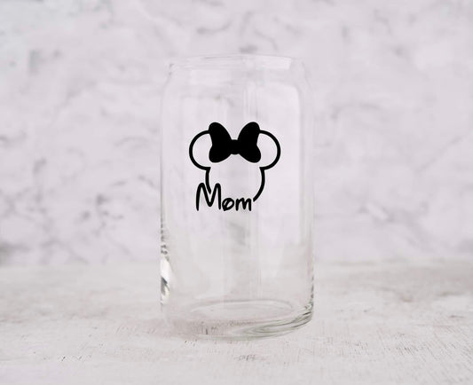 Disneymom, mom beer can glass, mothers day gift for new mom, mama iced coffee glass, new mom gift, mom gift from husband, gifts for her,