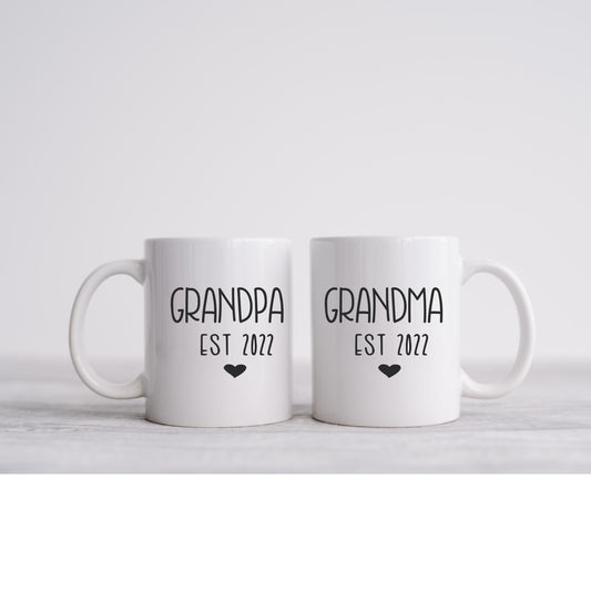Grandma and Grandpa Est  coffee cup set, grandma coffee cup, grandpa coffee cup, new Grandparents, Grandparents gift, coffee cup set
