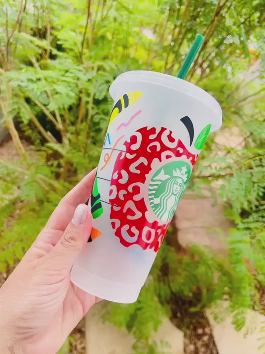 Leopard Apple Crayon Teacher Starbucks cup, Starbucks cup, teacher apple personalize, personalized Starbucks cup, teacher appreciation gift