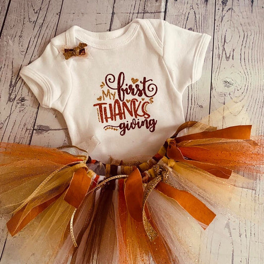 Baby’s 1st Thanksgiving outfit - baby girl, baby girl thanksgiving, holiday, 1st holiday, baby's first, girl thanksgiving,