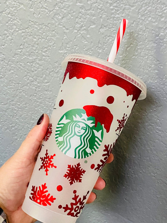 Winter Starbucks reusable cold cup, Starbucks cold cup, personalized cup, Christmas starbucks cup, Christmas cold cup, Christmas gift
