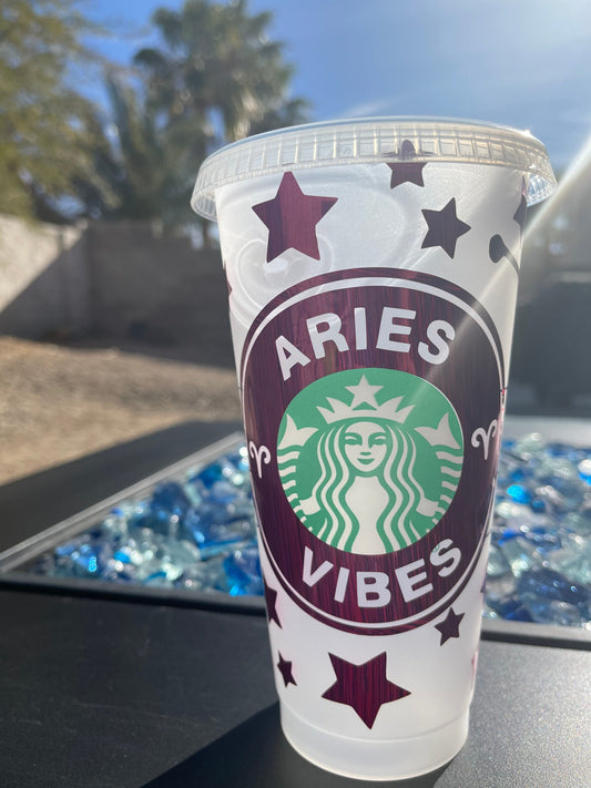 Aries Vibes Starbucks reusable cup, Starbucks, personalized cups, zodiac, birthday cup, zodiac sign, Aries