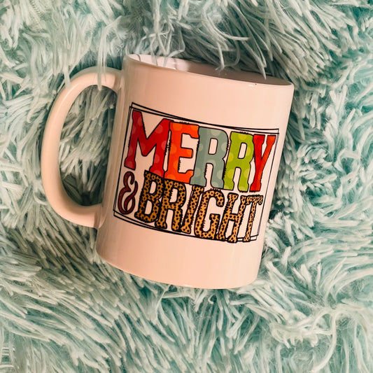 Merry and bright coffee mug, hot chocolate mug, festive mug, secret santa gifts for her, holiday coffee cups,  Christmas gift for mom