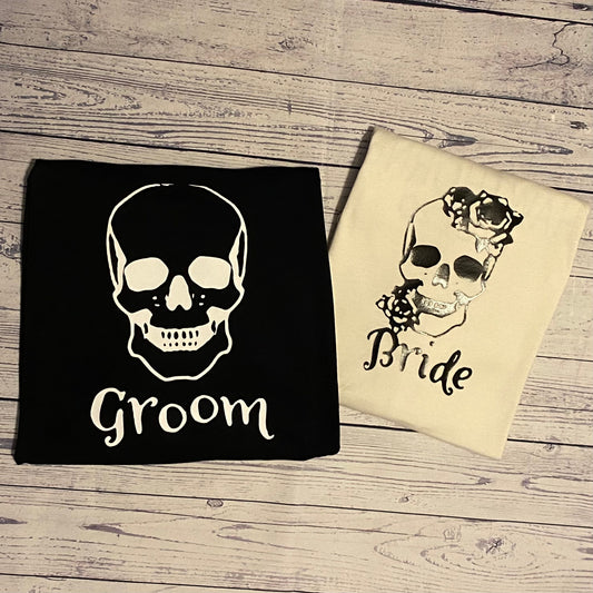 Halloween bride and groom, Halloween couple shirts, Halloween wedding shirts, bride and groom gift, honeymoon shirt for couples,
