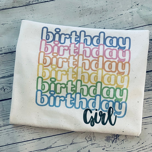 Rainbow birthday girl shirt, girl birthday shirt, any age birthday shirt, birthday shirt girl